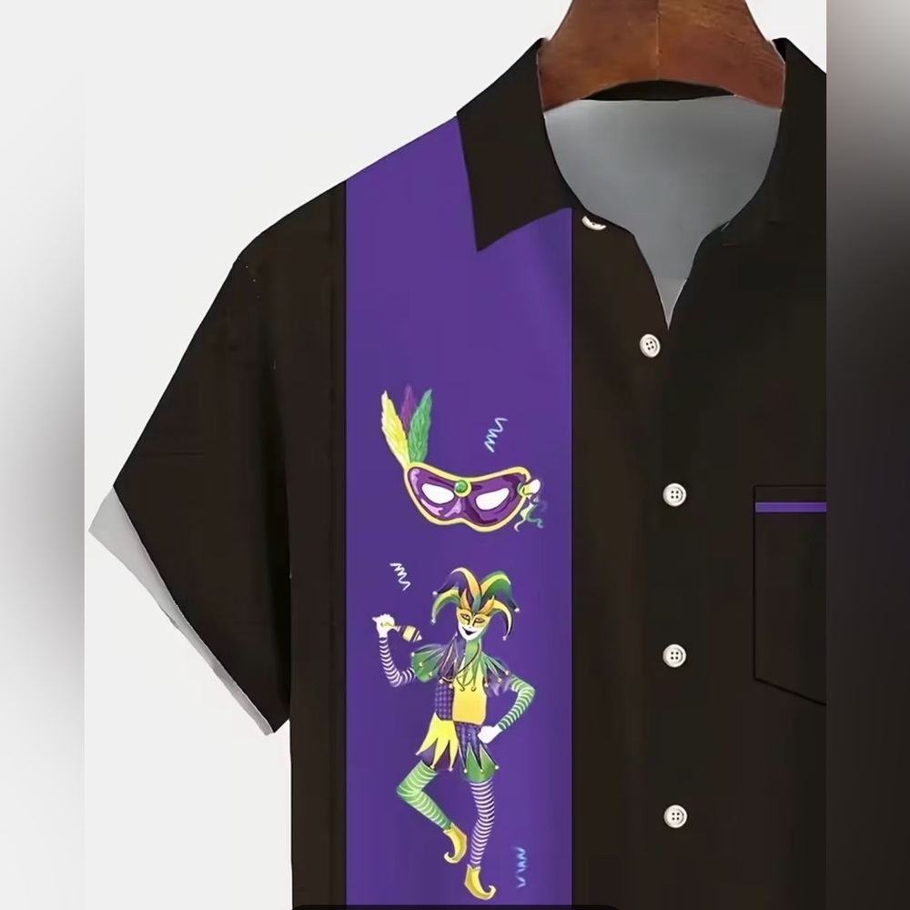 Festive Black and Purple Men's Shirt - Picture 14 of 16